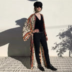 Orange Floral Cotton Kimono Beach Cover up Boho