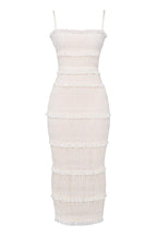 Leila Minimalist Pleated Maxi Dress with Trim Elevated Occasion Wear
