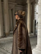 Oversized Black Woolen Double-Button Overcoat