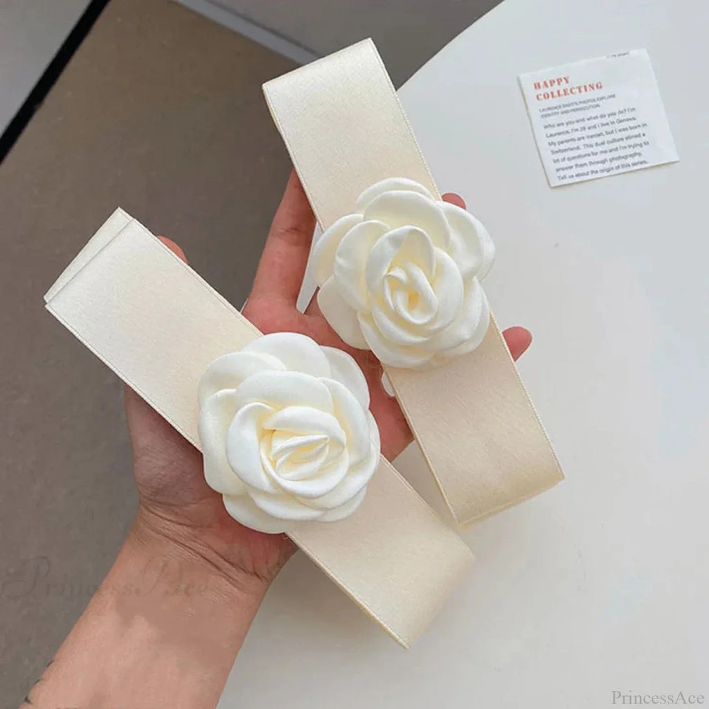 Oversized Bow Knot Fabric Rose Top Clip Hair Accessory for Christmas