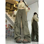 Oversized Cargo Denim Jeans Women Pants