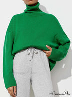 Oversized Casual Turtleneck Solid Color Pollover Sweater