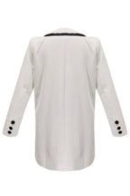 Oversized Contrast Label Long Sleeve Double Breasted Blazer Mini Dress - White
