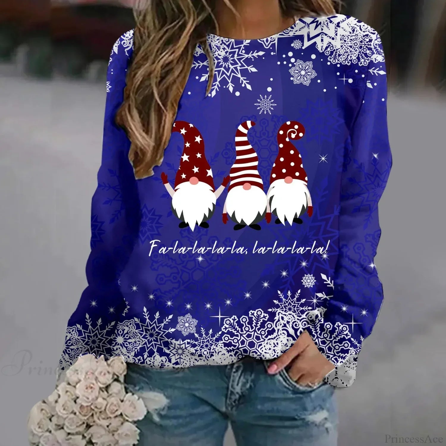 Oversized Print Crew Neck Soft Long Sleeve Casual Loose Y2K Winter Hoodie