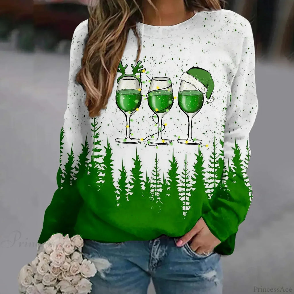 Oversized Print Crew Neck Soft Long Sleeve Casual Loose Y2K Winter Hoodie