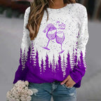 Oversized Print Crew Neck Soft Long Sleeve Casual Loose Y2K Winter Hoodie
