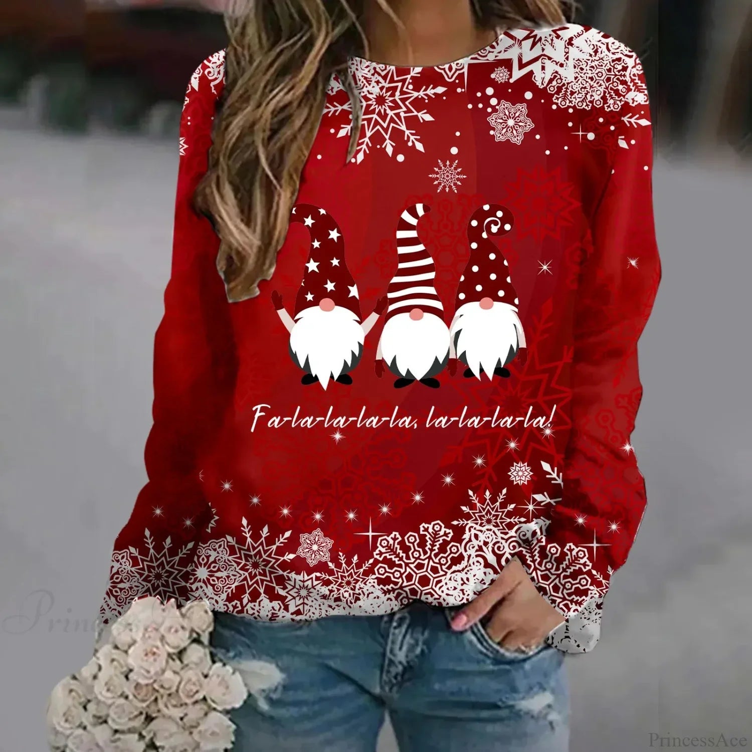 Oversized Print Crew Neck Soft Long Sleeve Casual Loose Y2K Winter Hoodie