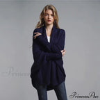 Oversized Sweater Knitted Patchwork Batwing Sleeves Cardigan