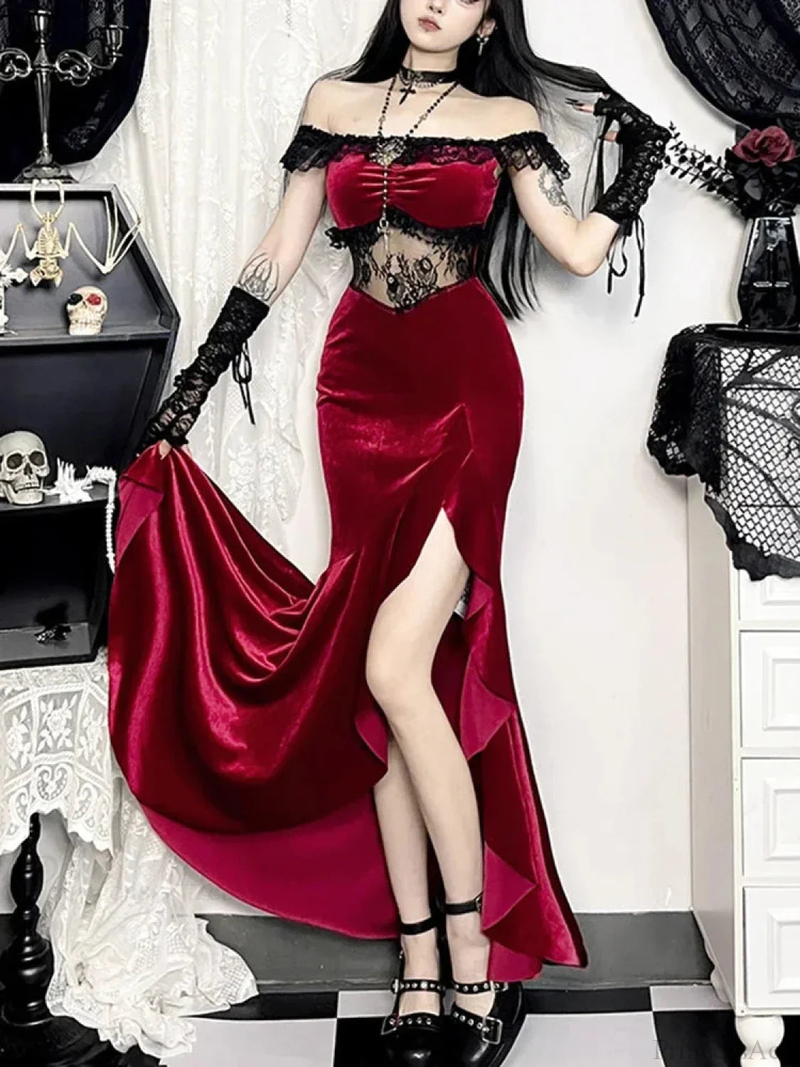 Palatial Fashion Lace Empty Out Full-Length Dress