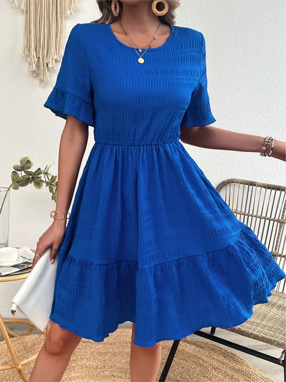 Parker Ruffle Hem Tiered Mini Dress