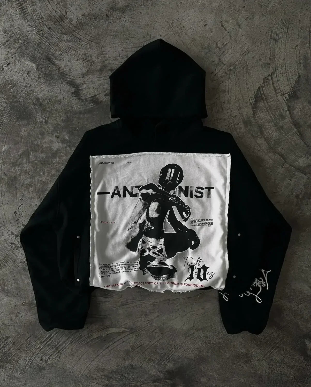 Patched Pullover Sweatshirt Hoodie