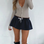 Patchwork Drawstring A-Line Skirt