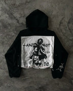 Patchwork Embroidered Black Hoodie