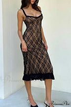 Patchwork Lace Cami Midi Dress