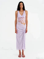 Patchwork Lace V-neck Skirt Vacation Dress