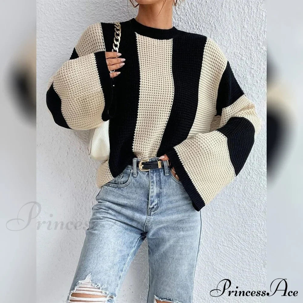 Patchwork Striped Women's Sweater