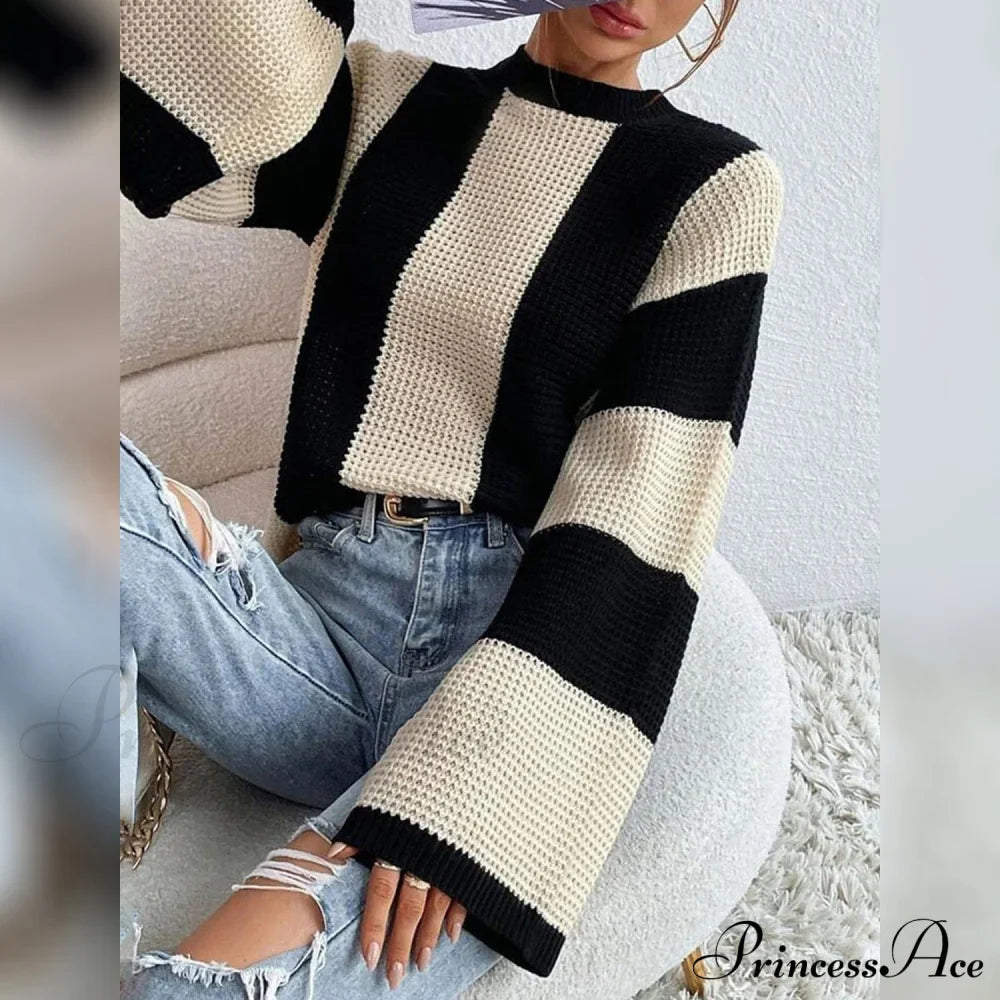 Patchwork Striped Women's Sweater