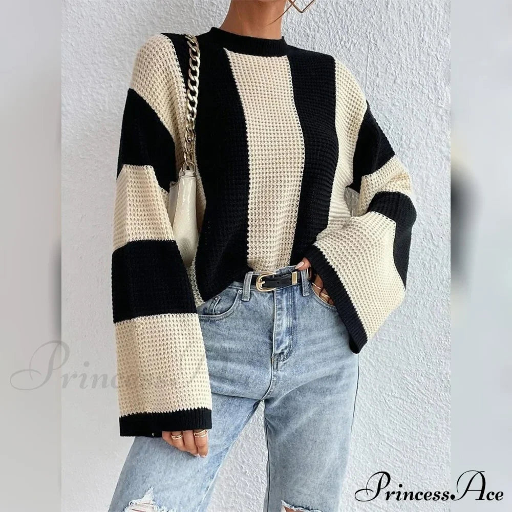Patchwork Striped Women's Sweater