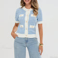 Pearl Button Short Sleeve Cardigan