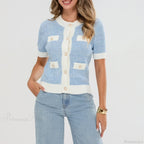 Pearl Button Short Sleeve Cardigan