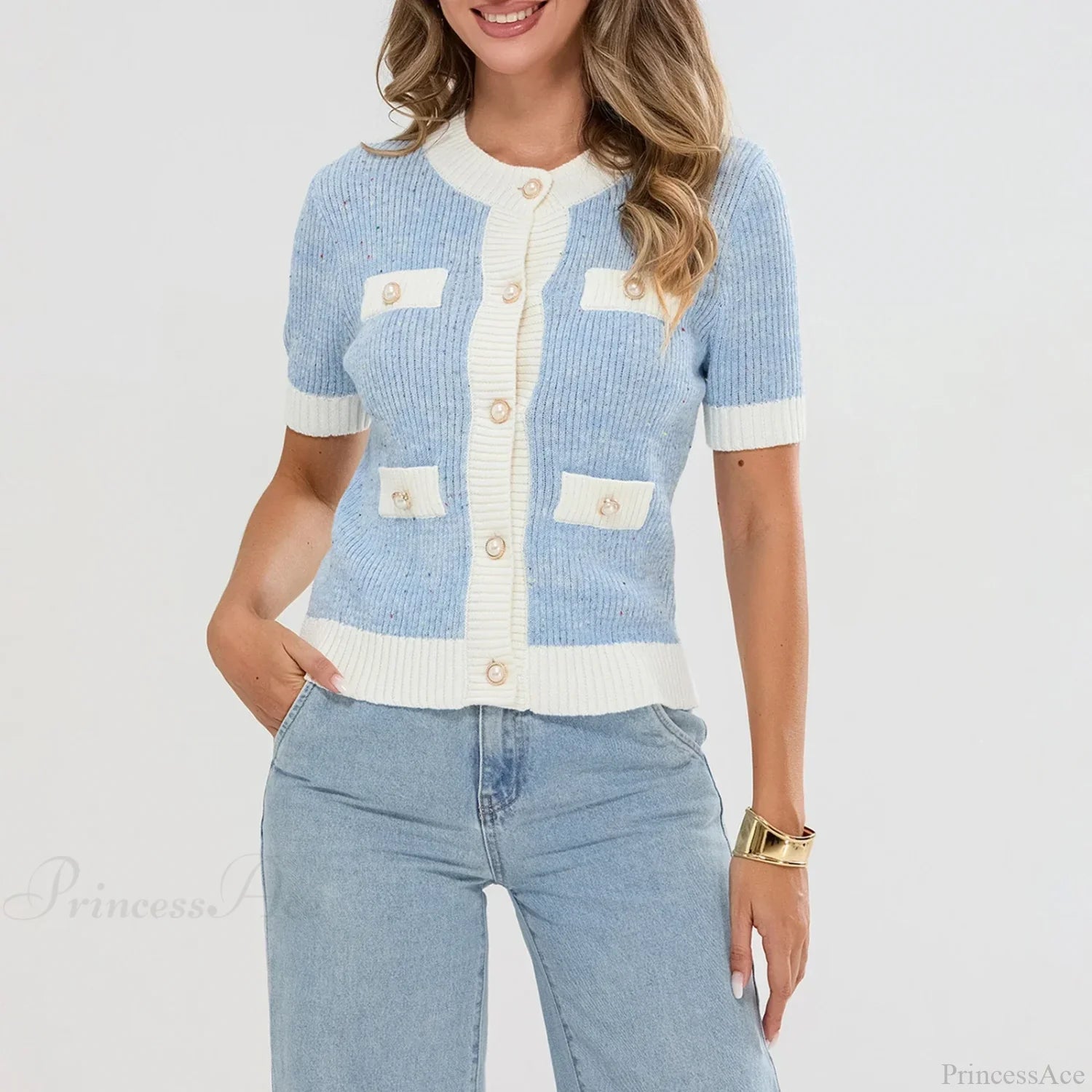 Pearl Button Short Sleeve Cardigan
