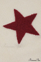 Sexy Sheer Hollow-Out Red Star Long-Sleeve Knit Top