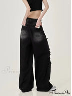 Perforated Women's Summer New INS Fashion Brand Straight Tube Loose Sweeping High Street Jean