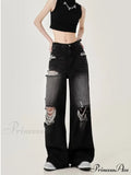 Perforated Women's Summer New INS Fashion Brand Straight Tube Loose Sweeping High Street Jean