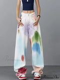 Personalized Graffiti High Waist Slim Hand-painted Painted Trendy Loose Straight Wide Leg Casual Jean