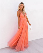 Petal Dust Maxi Dress Apricot