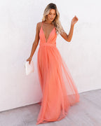 Petal Dust Maxi Dress Apricot