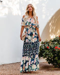 Petal Power Floral Off The Shoulder Maxi Dress Navy