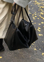 Large Soft Shoulder Bag – Women’s Black PU Leather Hobo Tote