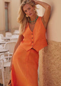Solara - Sleeveless Linen Vest & Maxi Skirt Set