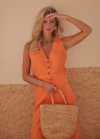 Solara - Sleeveless Linen Vest & Maxi Skirt Set