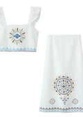 Solandra - Embroidered Two-Piece Set with Ruffle Straps