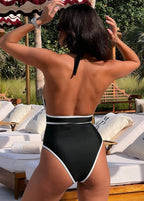 Sableline - Deep V Halter One-Piece Swimsuit