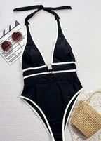 Sableline - Deep V Halter One-Piece Swimsuit