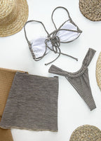 Riviera Striped Bikini Set with Skirt Cover-Up