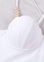 Del Mar High-Waisted Bikini Set with Pearl Strap Detail