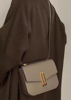 Noir Axis - Structured Black Leather Shoulder Bag