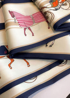 Echelon Silk Neck Scarf – Printed Horse & Carriage Ribbon 147×14cm