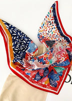 Colorburst Muse - Abstract Red Satin Square Scarf
