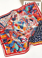 Colorburst Muse - Abstract Red Satin Square Scarf