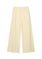 Limonetta - Scalloped Tie-Front Blouse & Wide-Leg Pants Set
