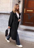 Black Longline Coat – Relaxed Fit with Oversized Lapels
