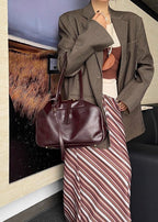 Mocha Leather Shoulder Bag