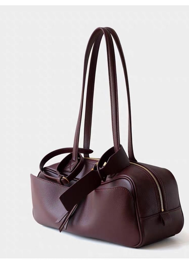 Bordeaux Leather Shoulder Bag – Structured Minimalist Design