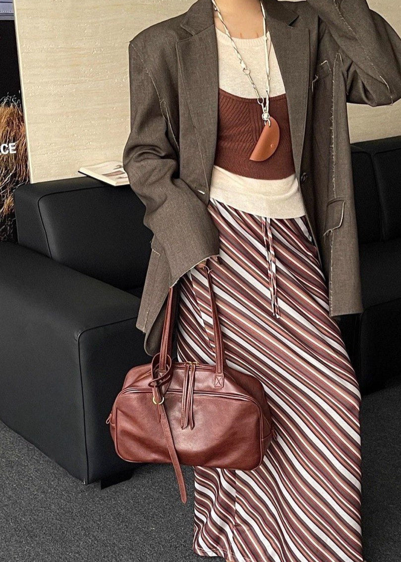 Mocha Leather Shoulder Bag