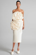 Roie 3D Flower Design Midi Dress